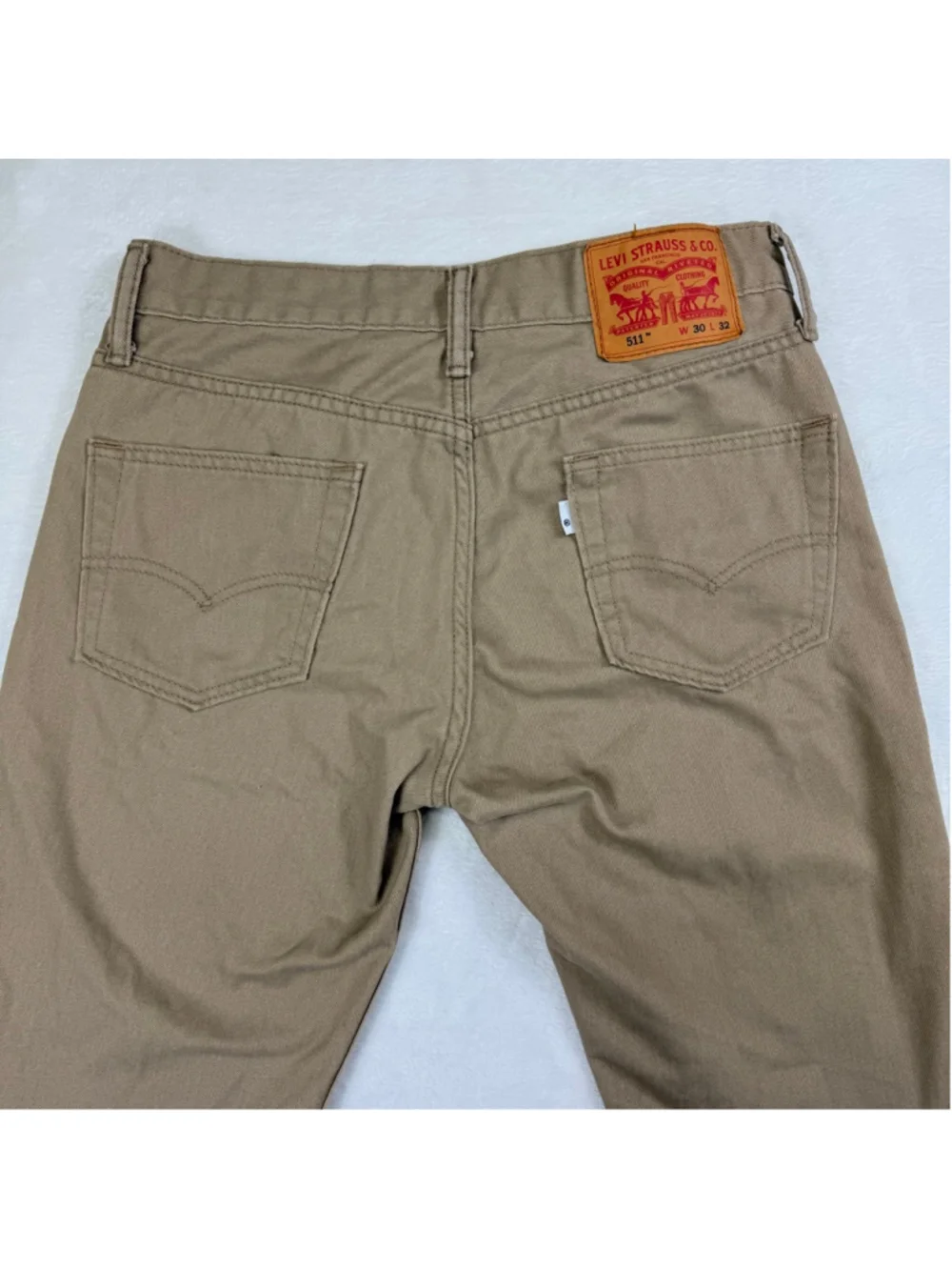 Men's Levi's 511 Slim Straight Jeans 30x32 Tan Light Brown White Tab
